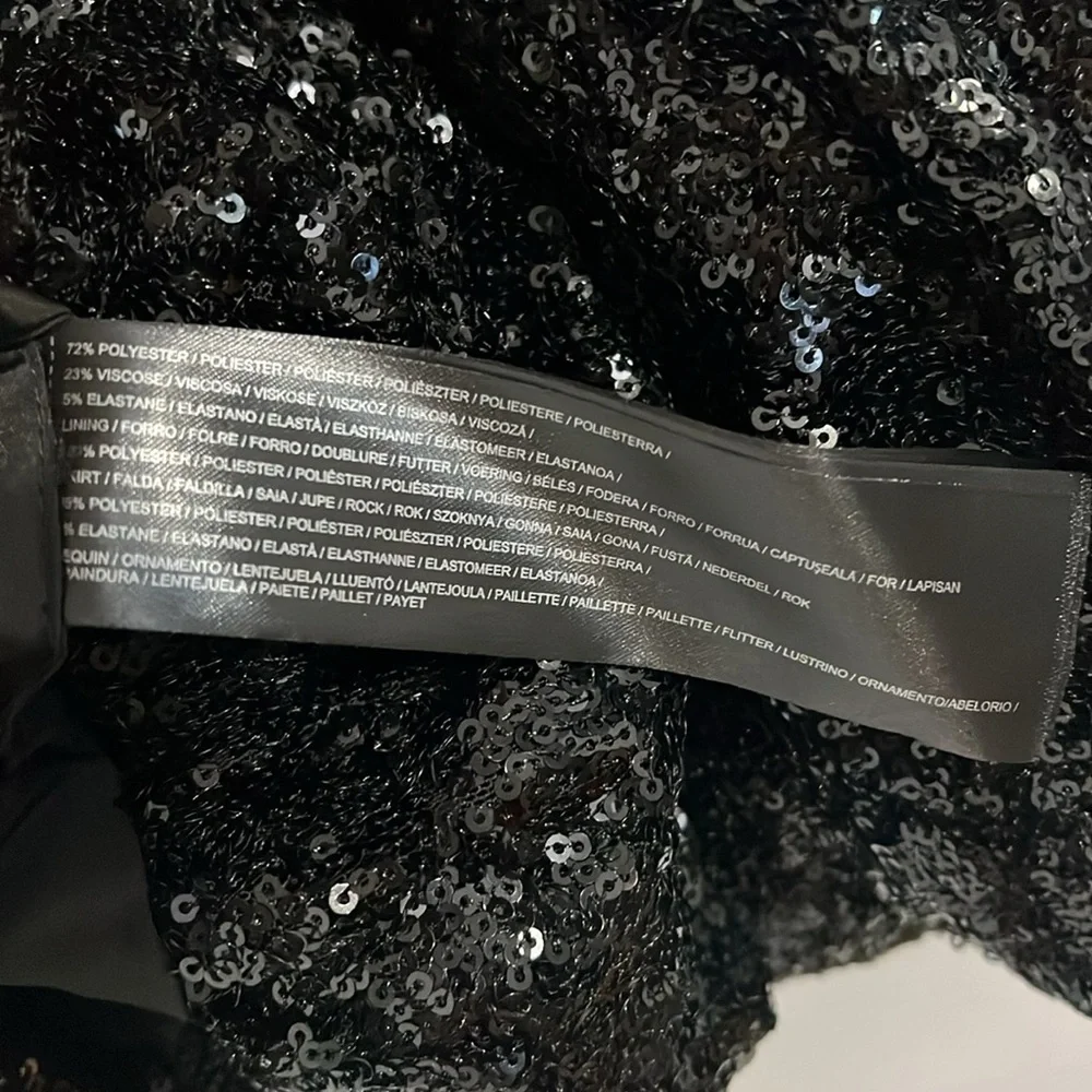 Mango Sophisticated Sequence Black Mini Dress NWT - Picture 4 of 6